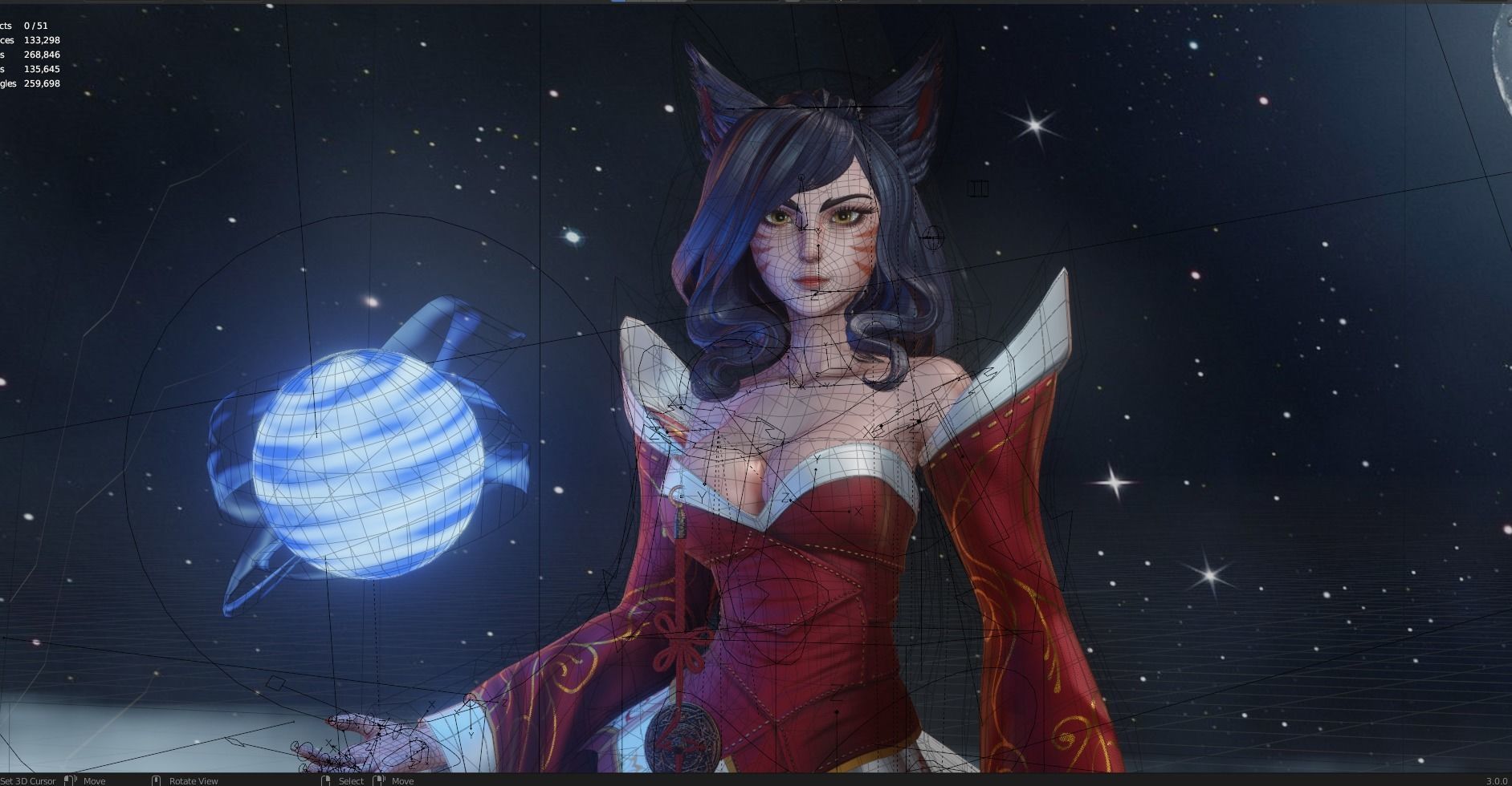 Ahri Modelling  Blender   Full process videos and 3D model 3D model_5