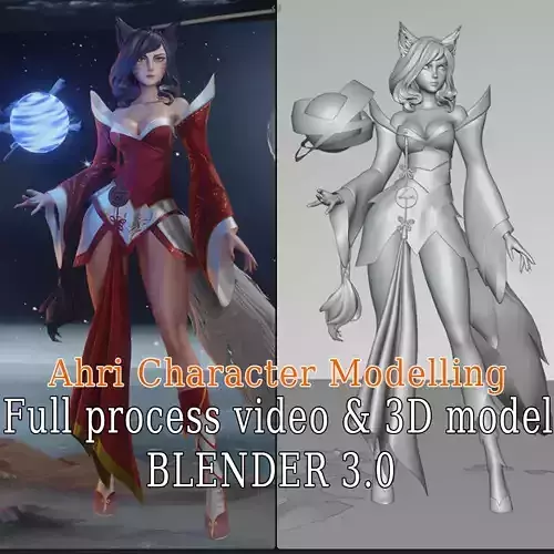Ahri Modelling  Blender   Full process videos and 3D model 3D model