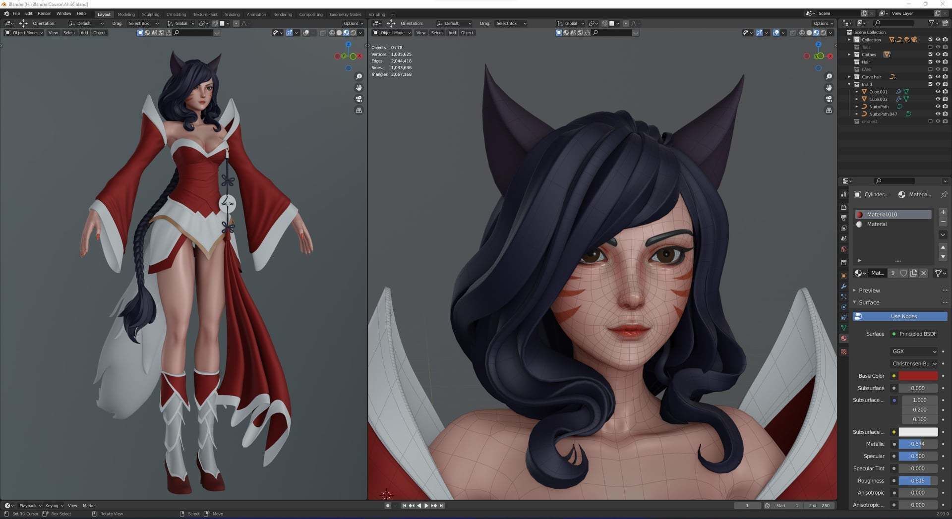 Ahri Modelling  Blender   Full process videos and 3D model 3D model_9