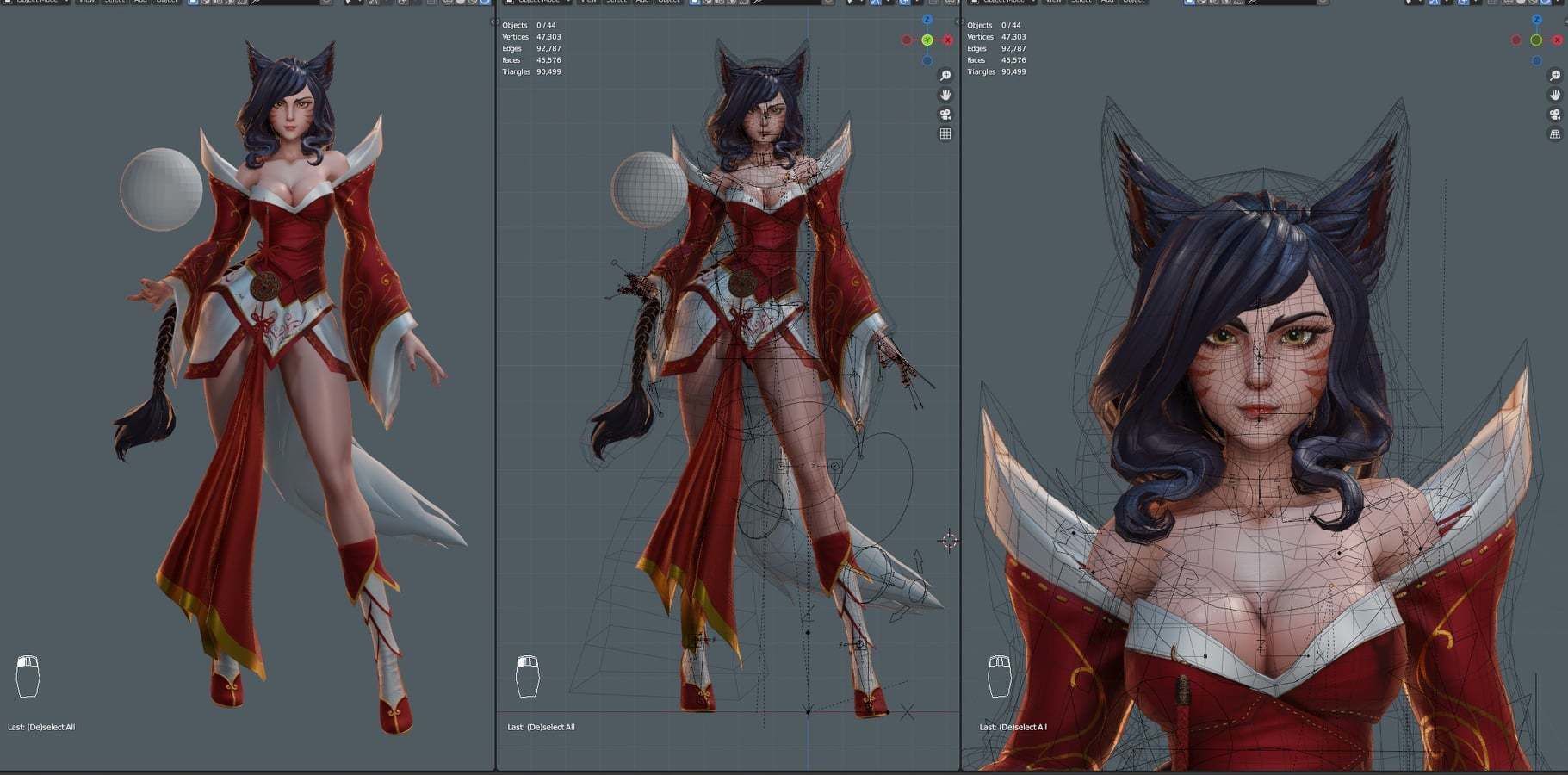 Ahri Modelling  Blender   Full process videos and 3D model 3D model_10