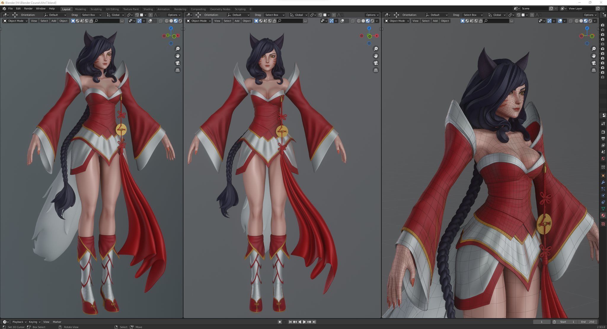 Ahri Modelling  Blender   Full process videos and 3D model 3D model_6