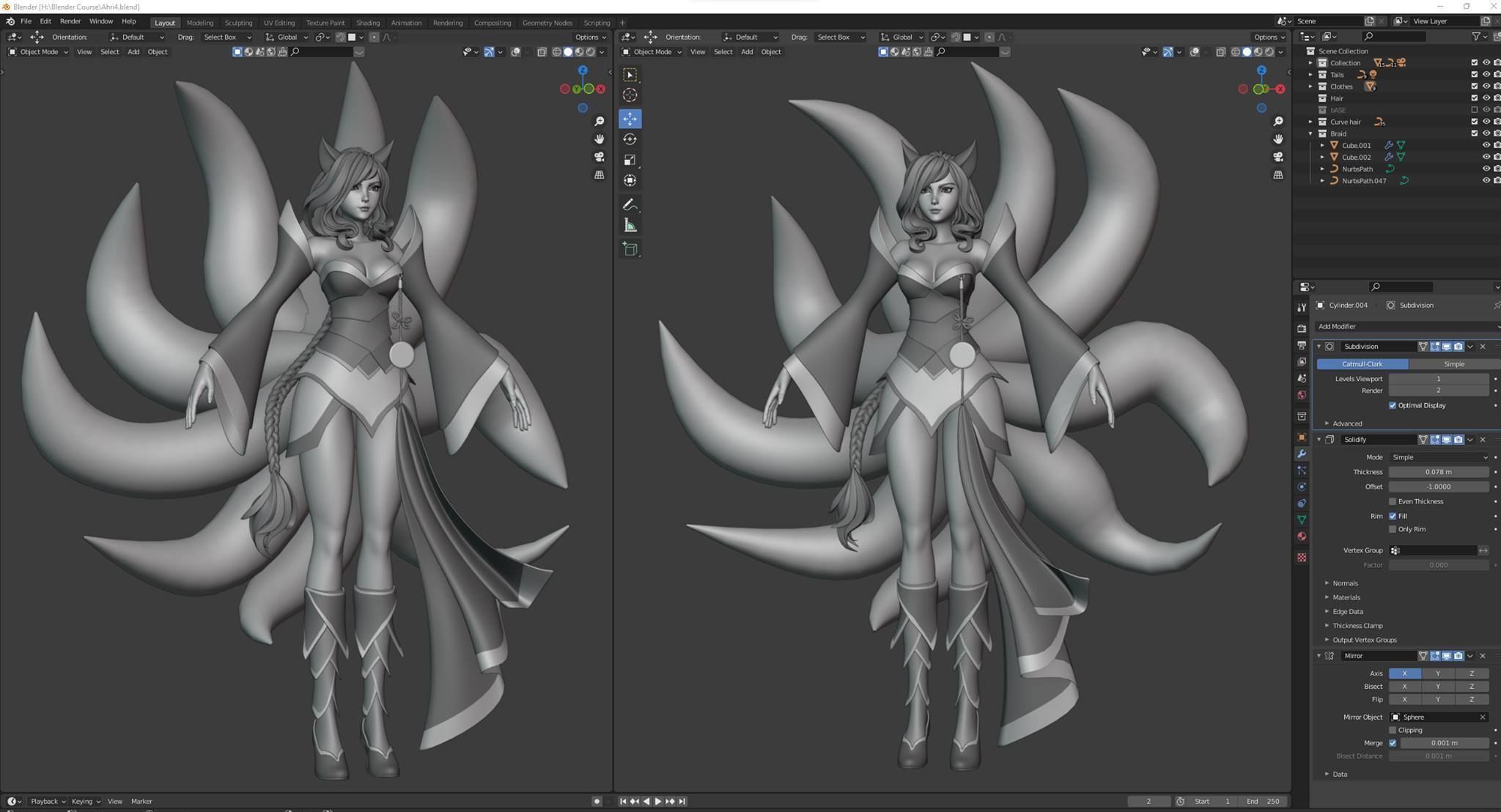 Ahri Modelling  Blender   Full process videos and 3D model 3D model_7
