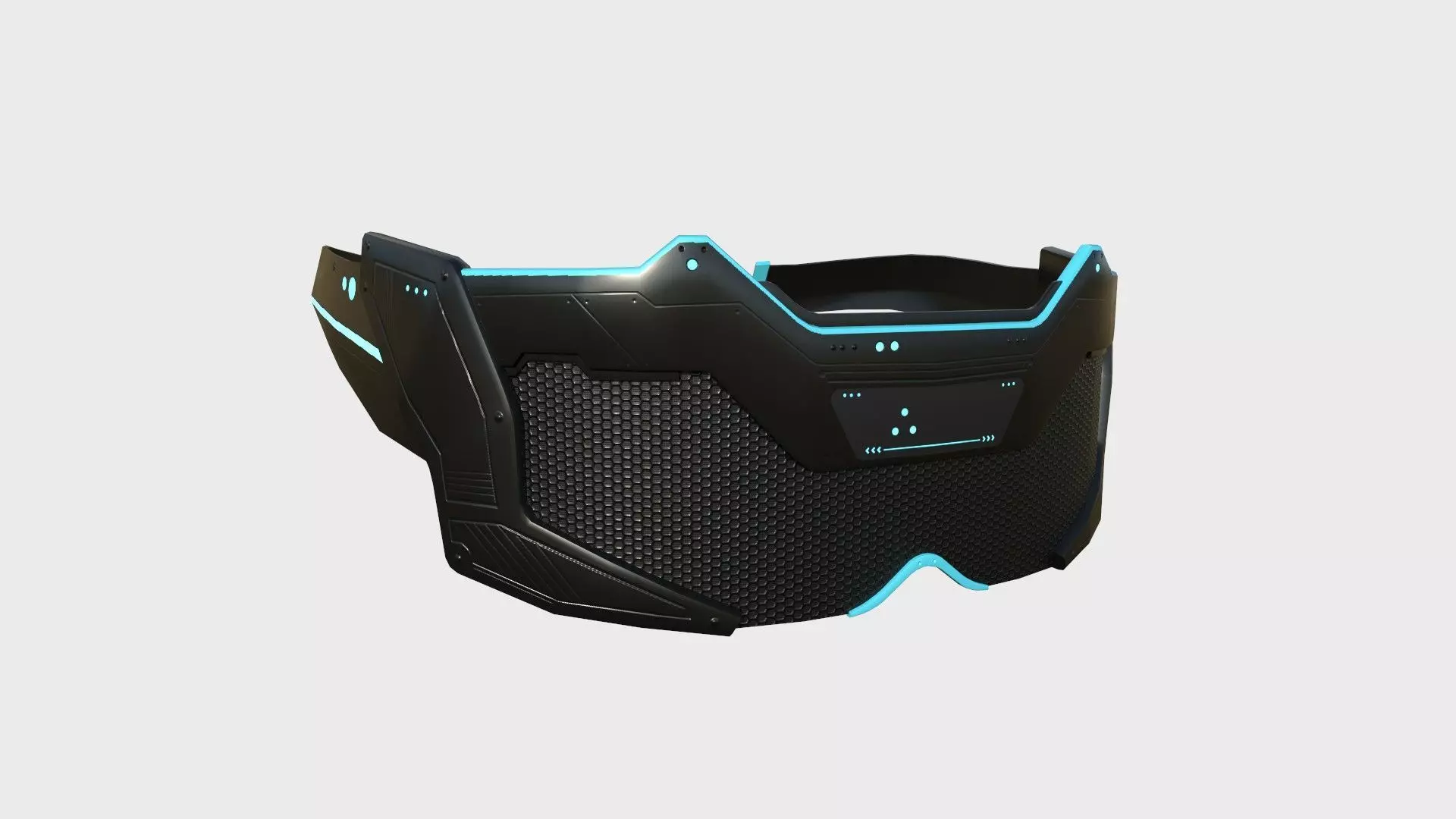 SciFi Glasses F07 Black Grid - Character Design Fashion Low-poly 3D model_0