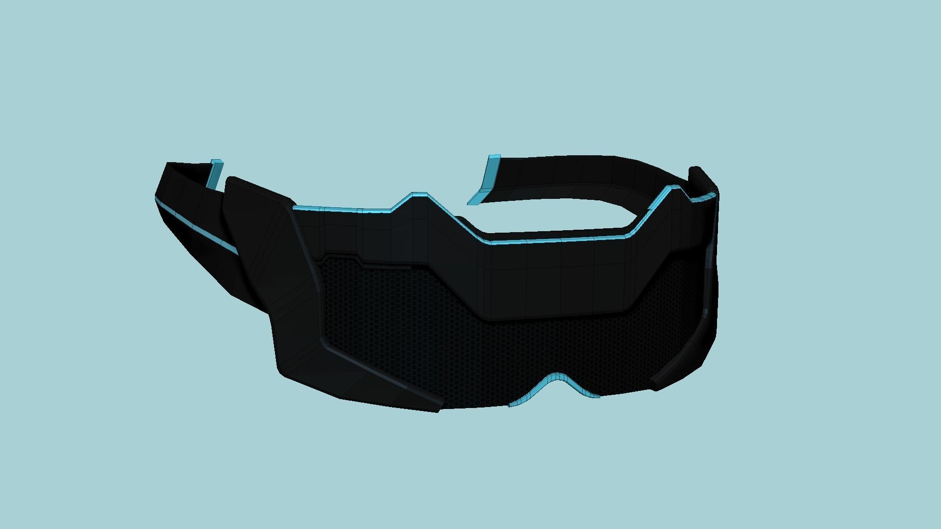 SciFi Glasses F07 Black Grid - Character Design Fashion Low-poly 3D model_6