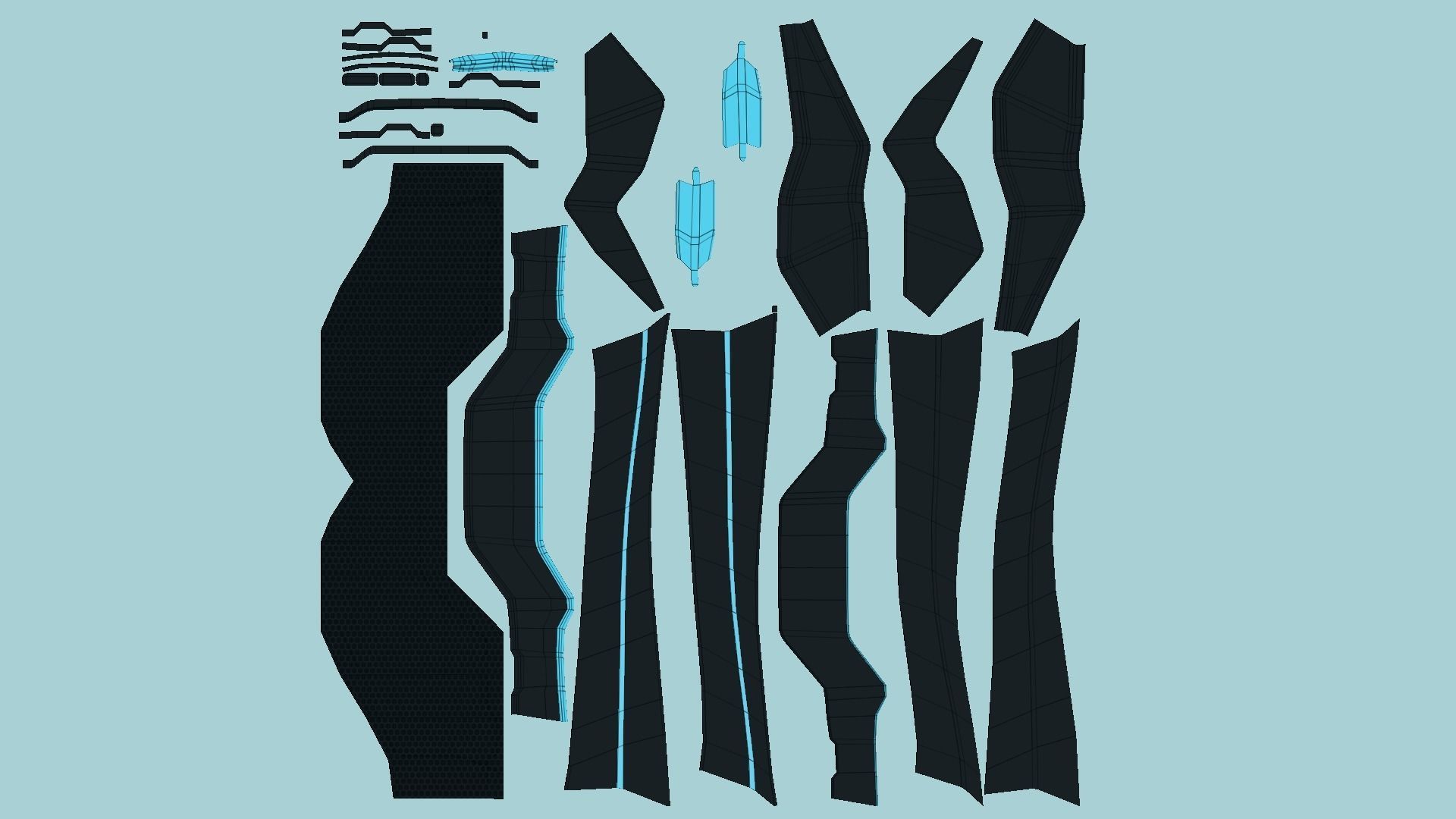 SciFi Glasses F07 Black Grid - Character Design Fashion Low-poly 3D model_5