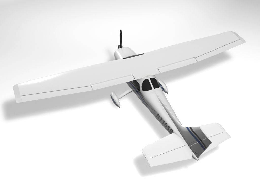 Cessna 172 Skyhawk Aircraft Low-poly 3D model_2