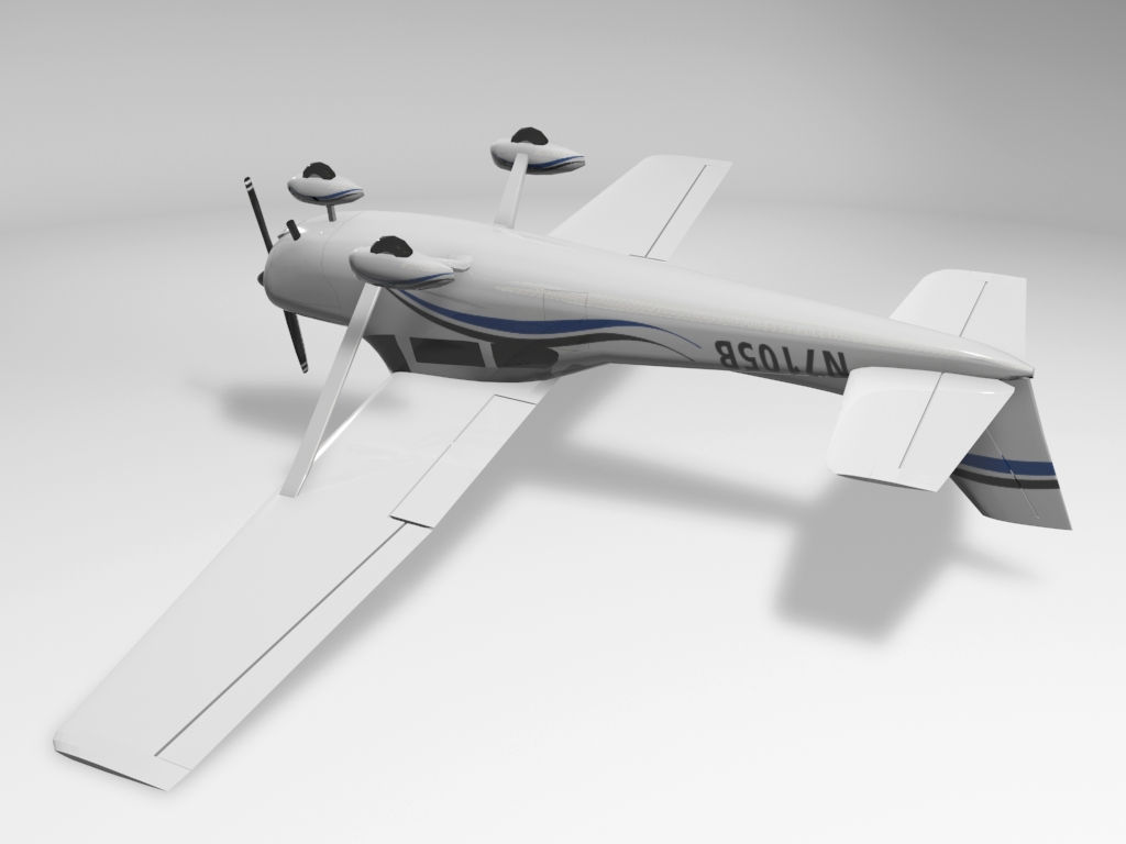 Cessna 172 Skyhawk Aircraft Low-poly 3D model_3