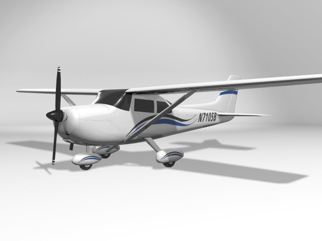 Cessna 172 Skyhawk Aircraft Low-poly 3D model_1