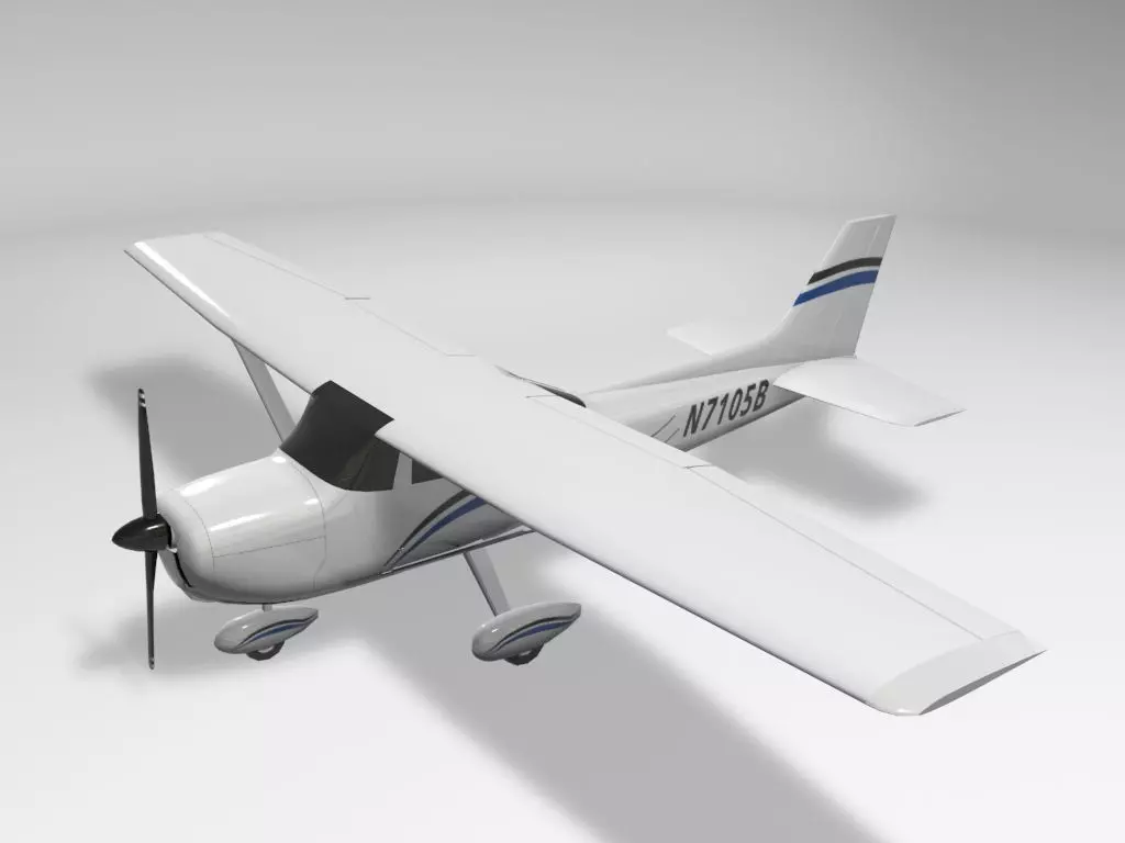 Cessna 172 Skyhawk Aircraft Low-poly 3D model_0