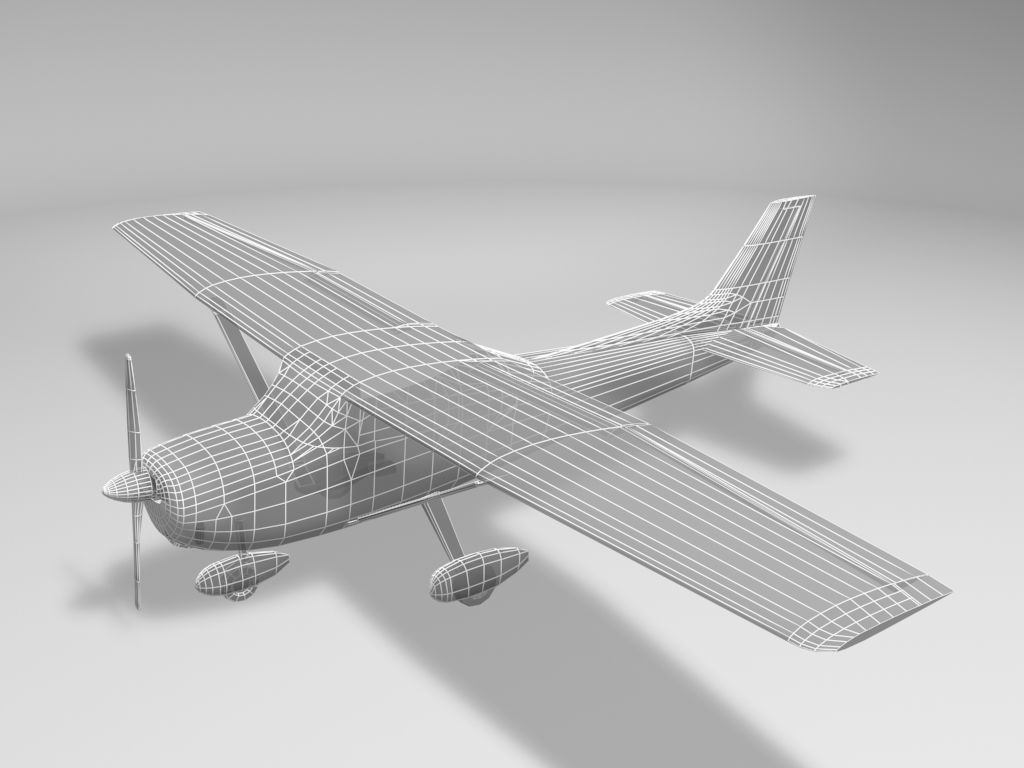 Cessna 172 Skyhawk Aircraft Low-poly 3D model_4