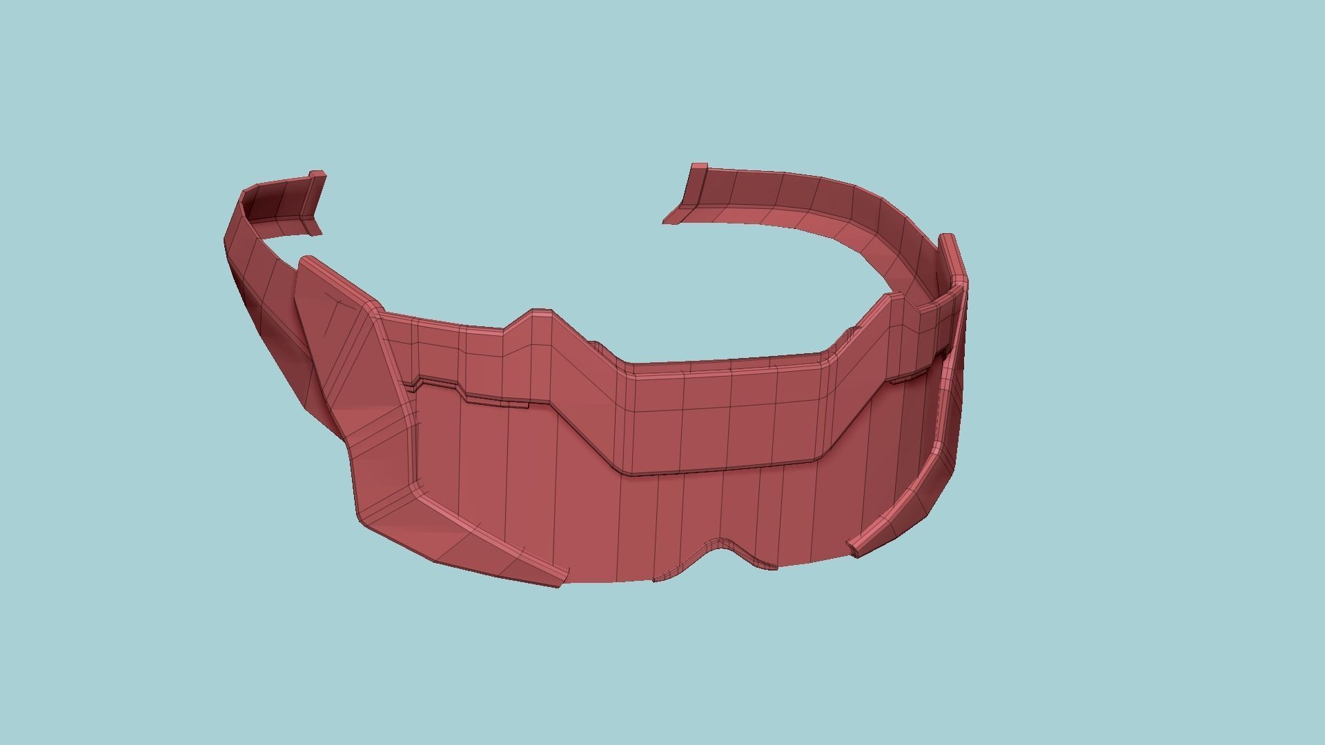 SciFi Glasses F08 Black Gold - Character Design Fashion Low-poly 3D model_13