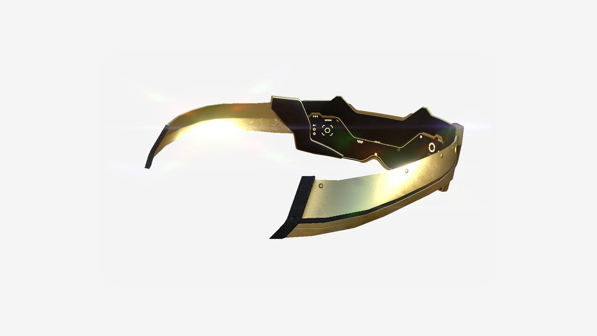 SciFi Glasses F08 Black Gold - Character Design Fashion Low-poly 3D model_4