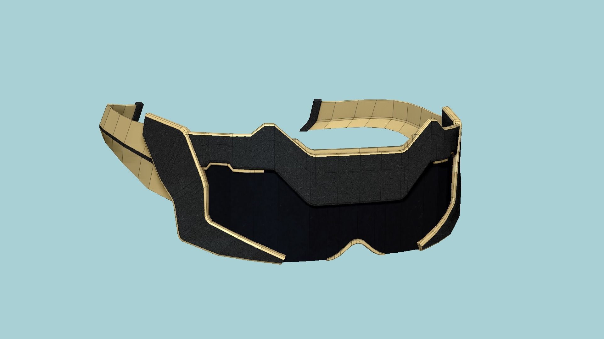 SciFi Glasses F08 Black Gold - Character Design Fashion Low-poly 3D model_6