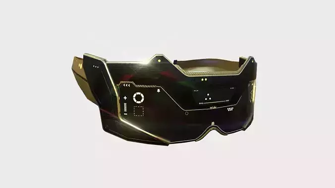 SciFi Glasses F08 Black Gold - Character Design Fashion Low-poly 3D model