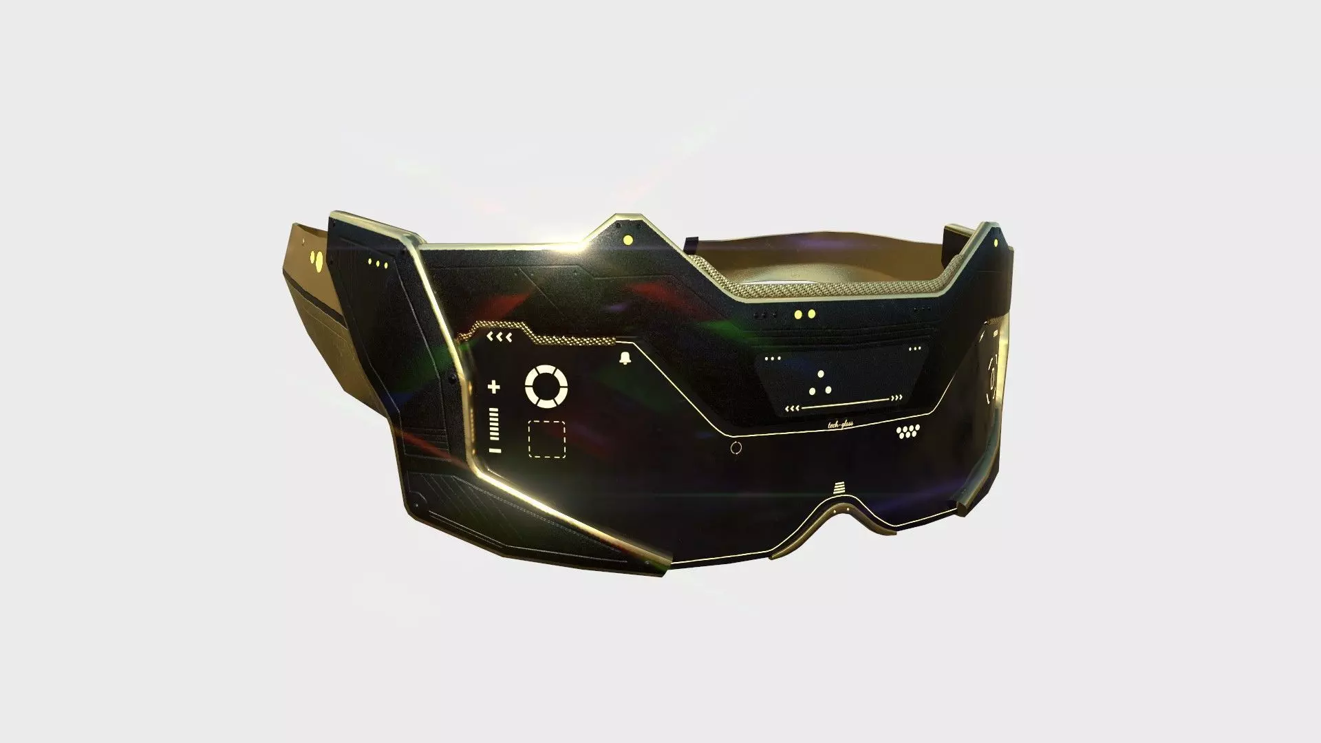 SciFi Glasses F08 Black Gold - Character Design Fashion Low-poly 3D model_0