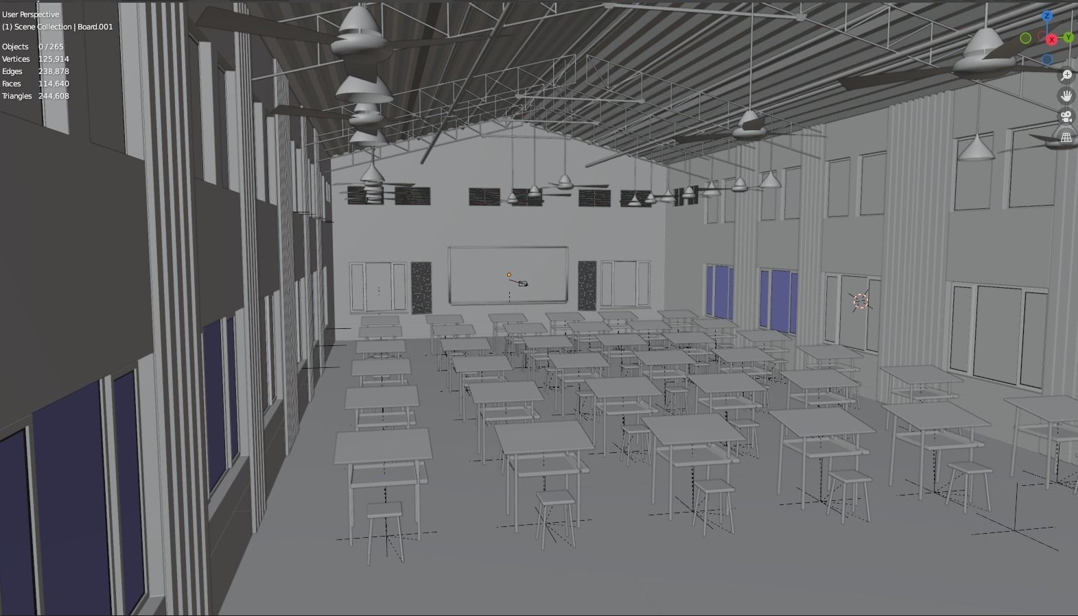 Architecture Classroom Low-poly 3D model Low-poly 3D model_3