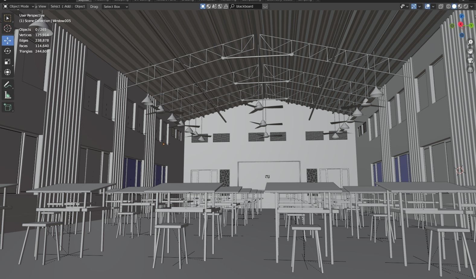 Architecture Classroom Low-poly 3D model Low-poly 3D model_5