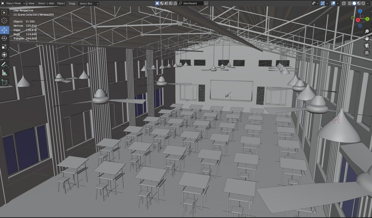 Architecture Classroom Low-poly 3D model Low-poly 3D model_4