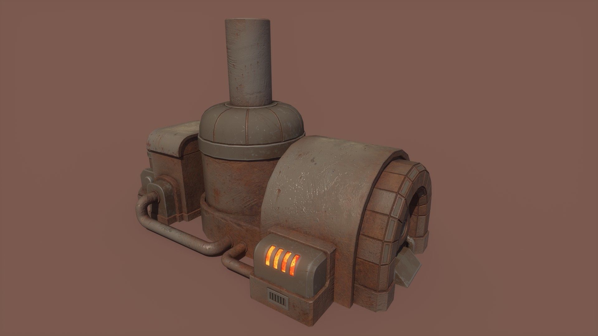 Retrofuturism Stylized Scifi Megaforge Low-poly 3D model_4