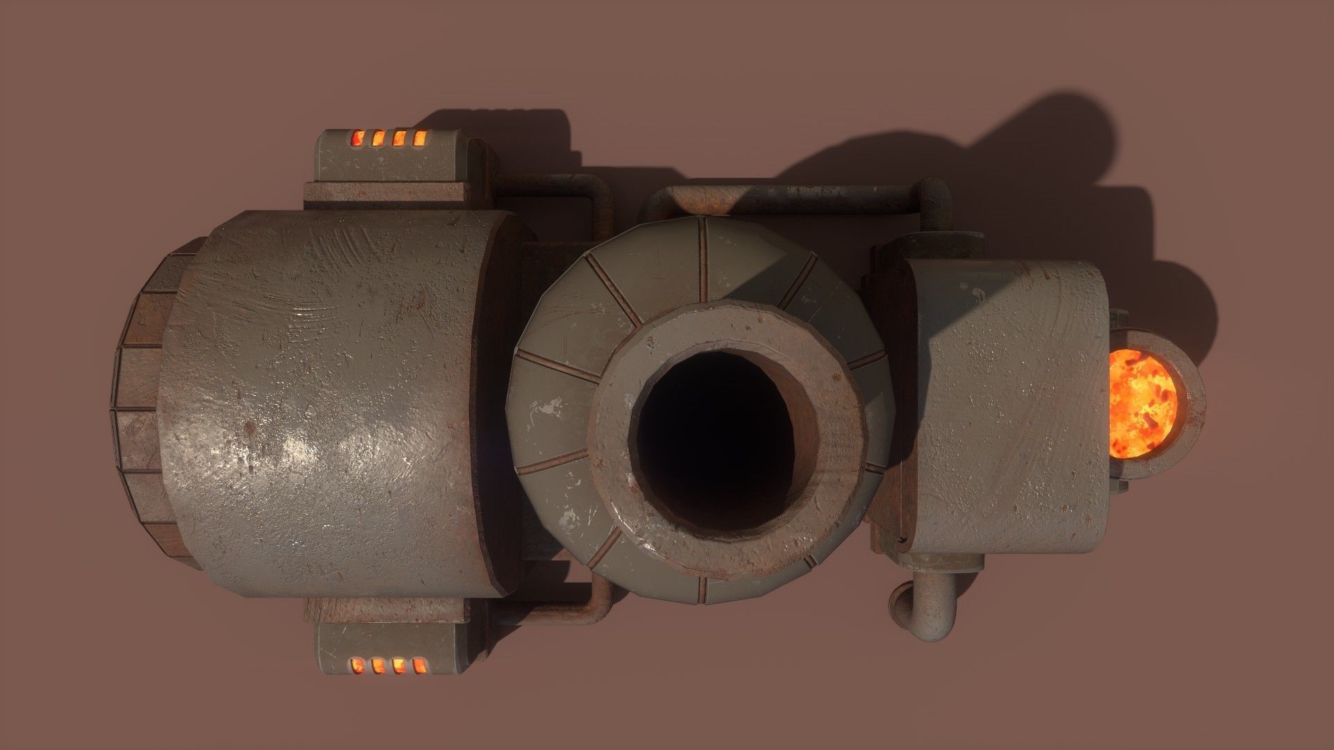 Retrofuturism Stylized Scifi Megaforge Low-poly 3D model_9