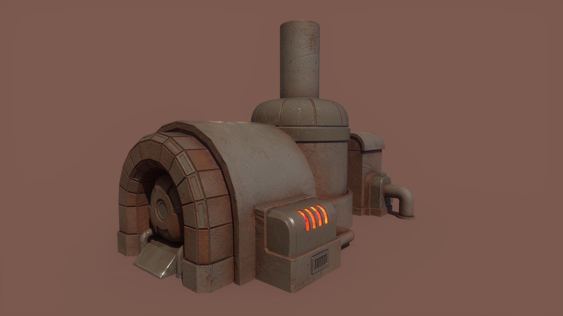 Retrofuturism Stylized Scifi Megaforge Low-poly 3D model_2
