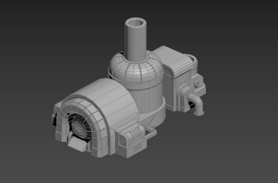 Retrofuturism Stylized Scifi Megaforge Low-poly 3D model_14