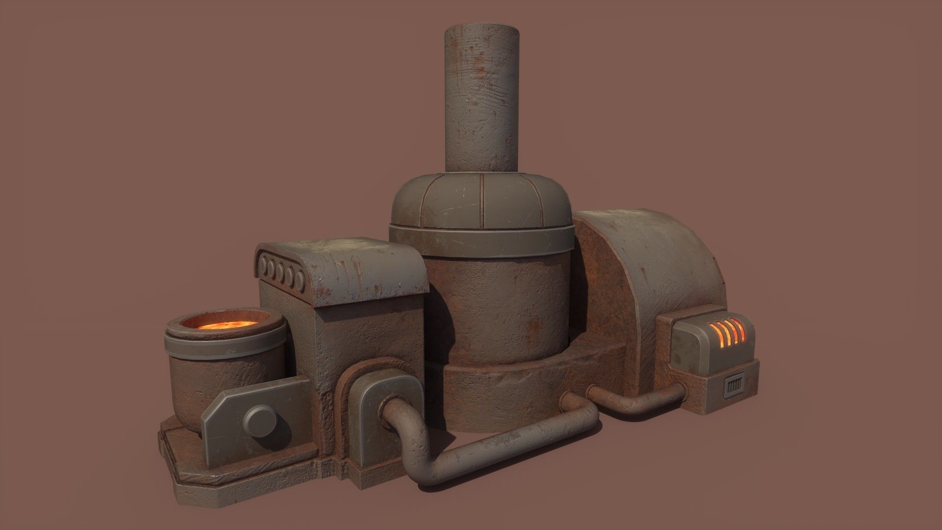 Retrofuturism Stylized Scifi Megaforge Low-poly 3D model_11