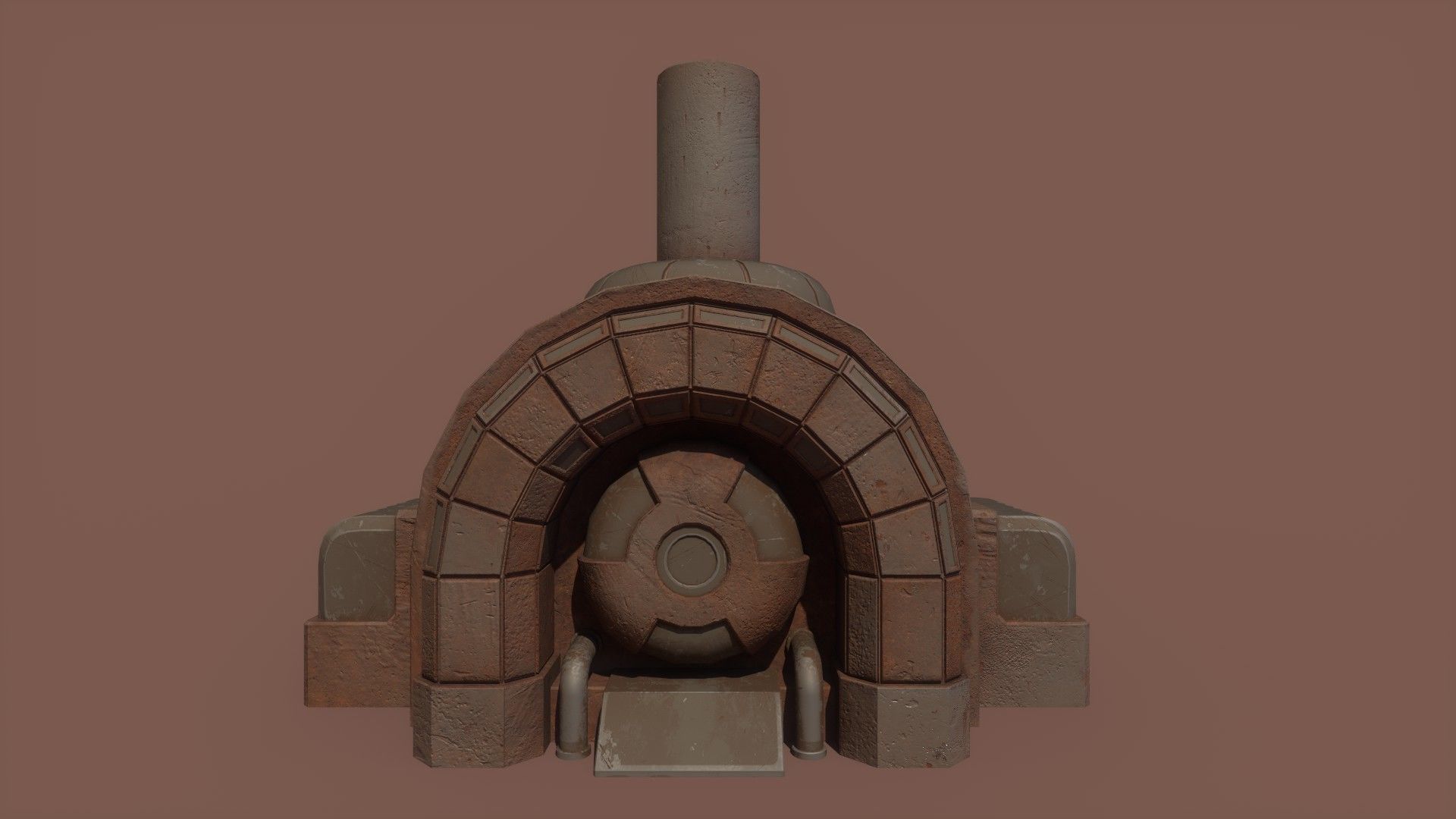 Retrofuturism Stylized Scifi Megaforge Low-poly 3D model_5