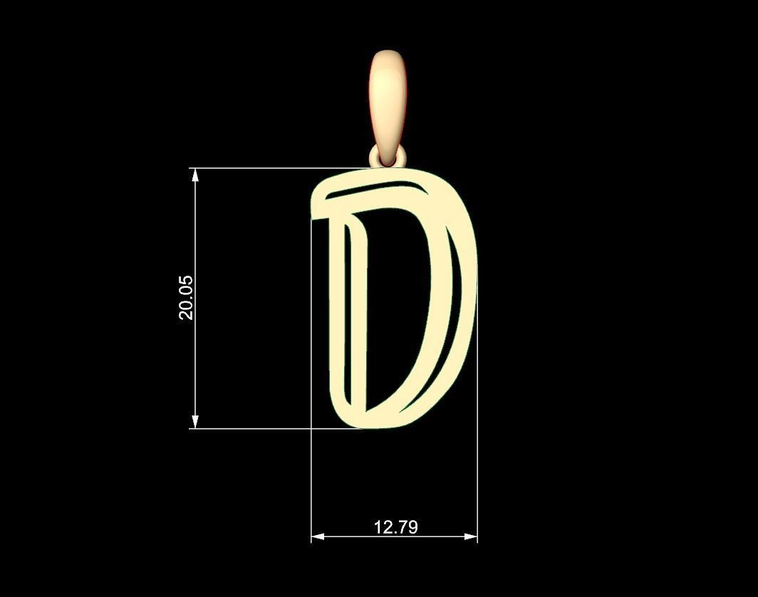 Initial Letters Pendant Quoote D 3D print model_5