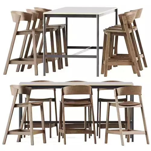 Muuto Base Table High and Muuto Cover Counter Stool