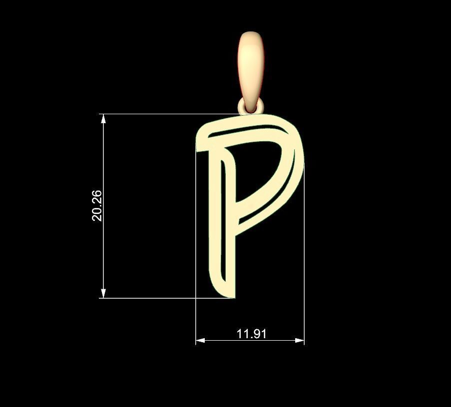 Initial Letters Pendant Quoote P 3D print model_5