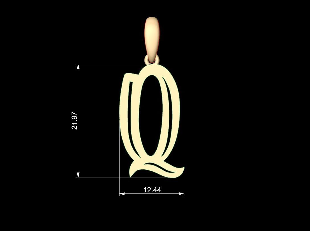 Initial Letters Pendant Quoote Q 3D print model_5