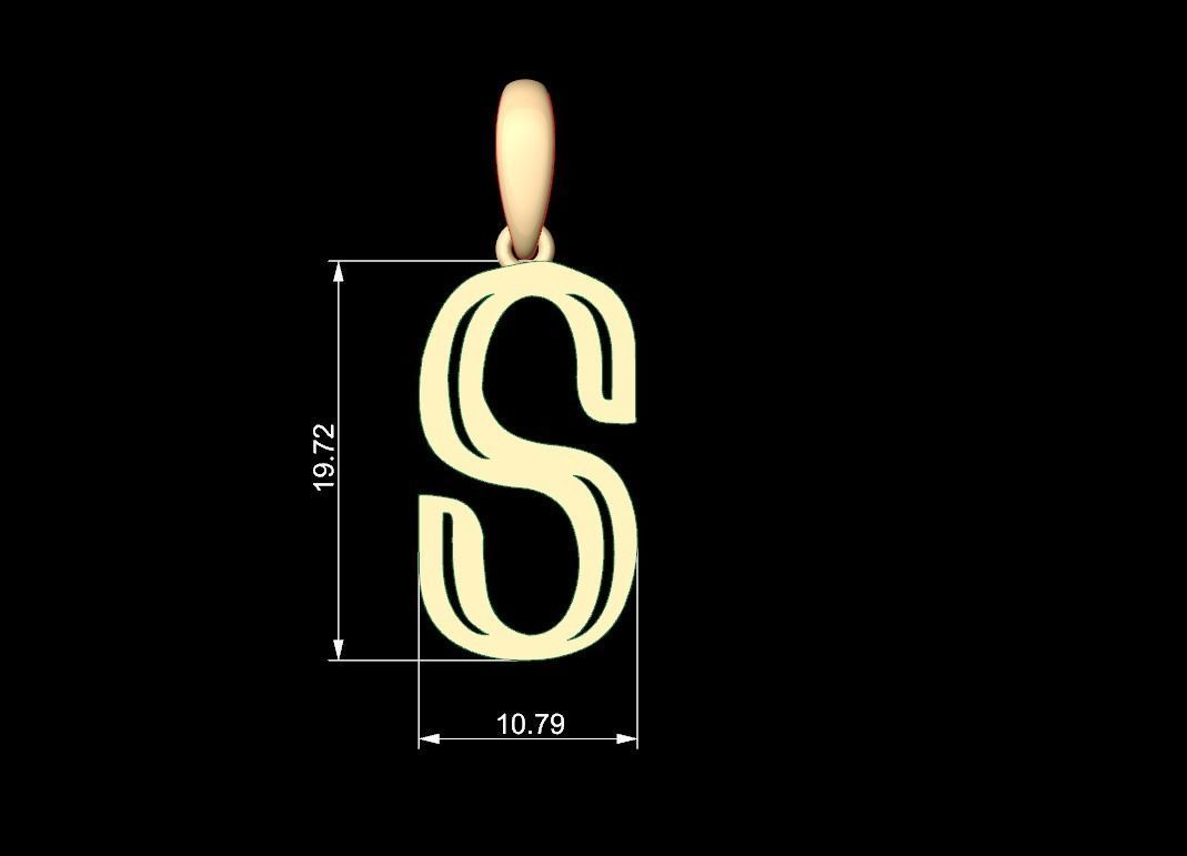 Initial Letters Pendant Quoote S 3D print model_5