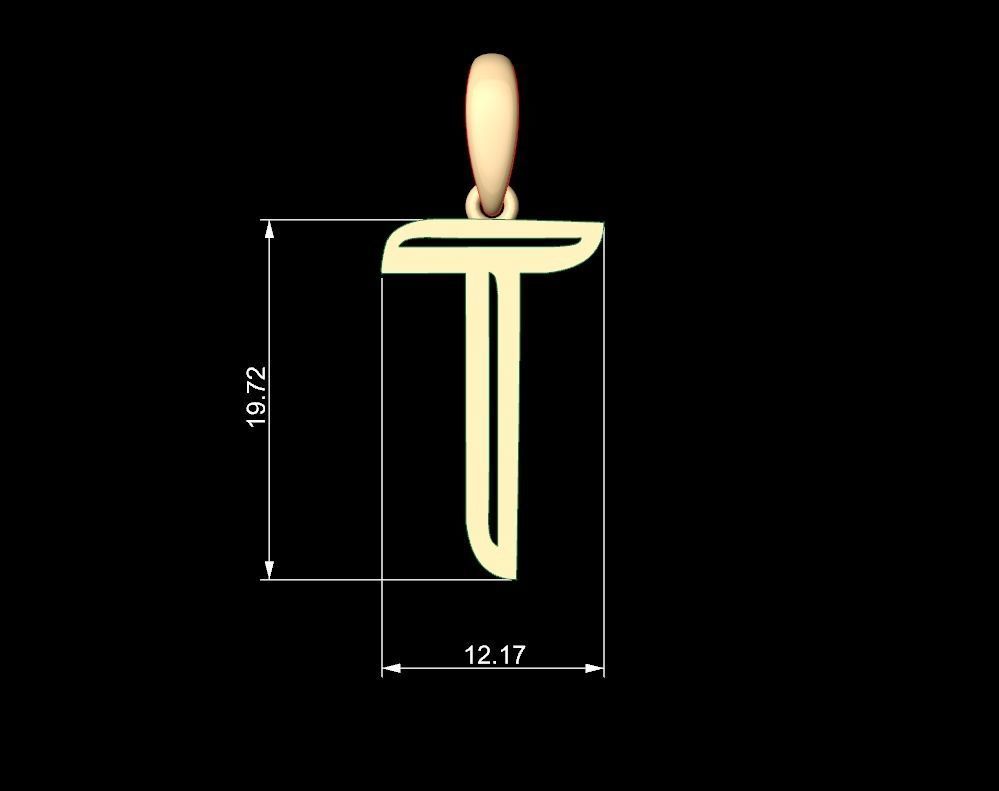 Initial Letters Pendant Quoote T 3D print model_5