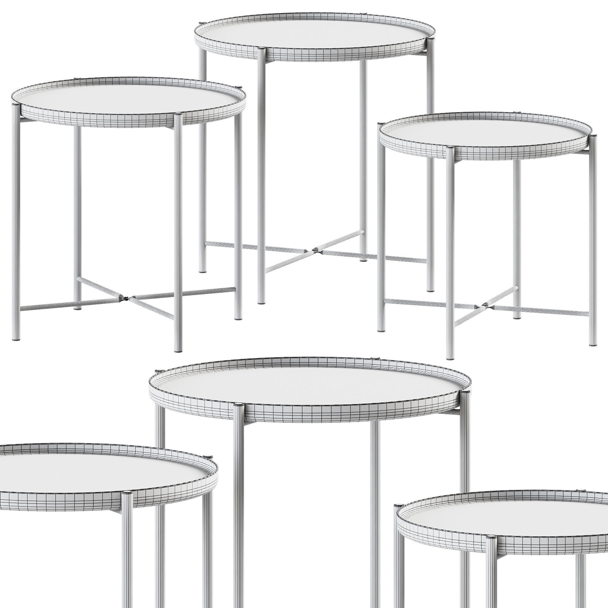 Set of metal tables Flora Lucas Black Gold 3D model_1