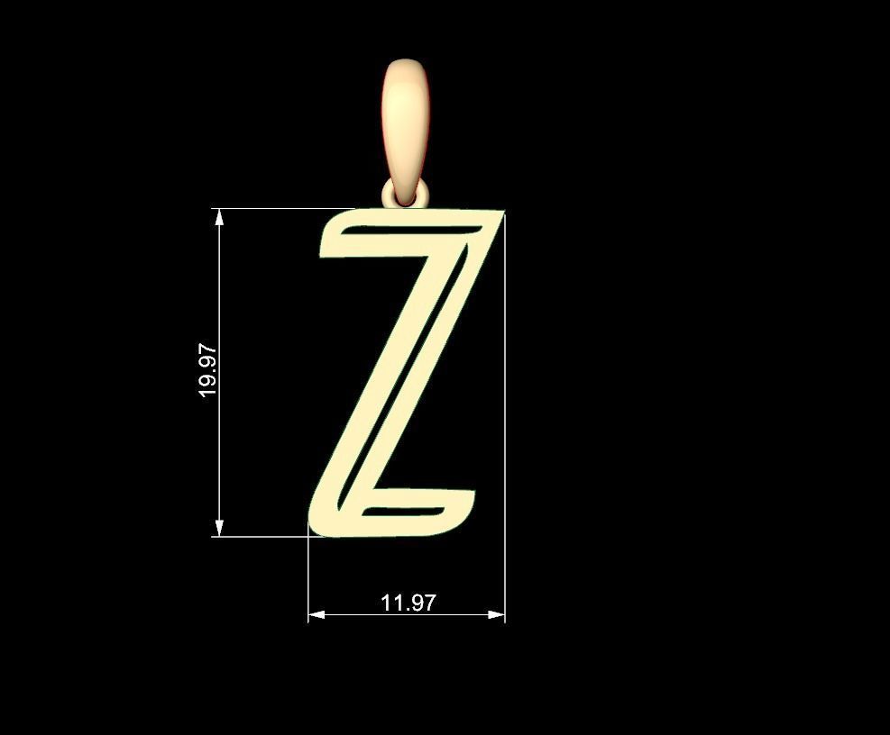 Initial Letters Pendant Quoote Z 3D print model_5