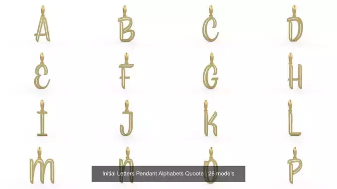 Initial Letters Pendant Alphabets Quoote 3D Model Collection