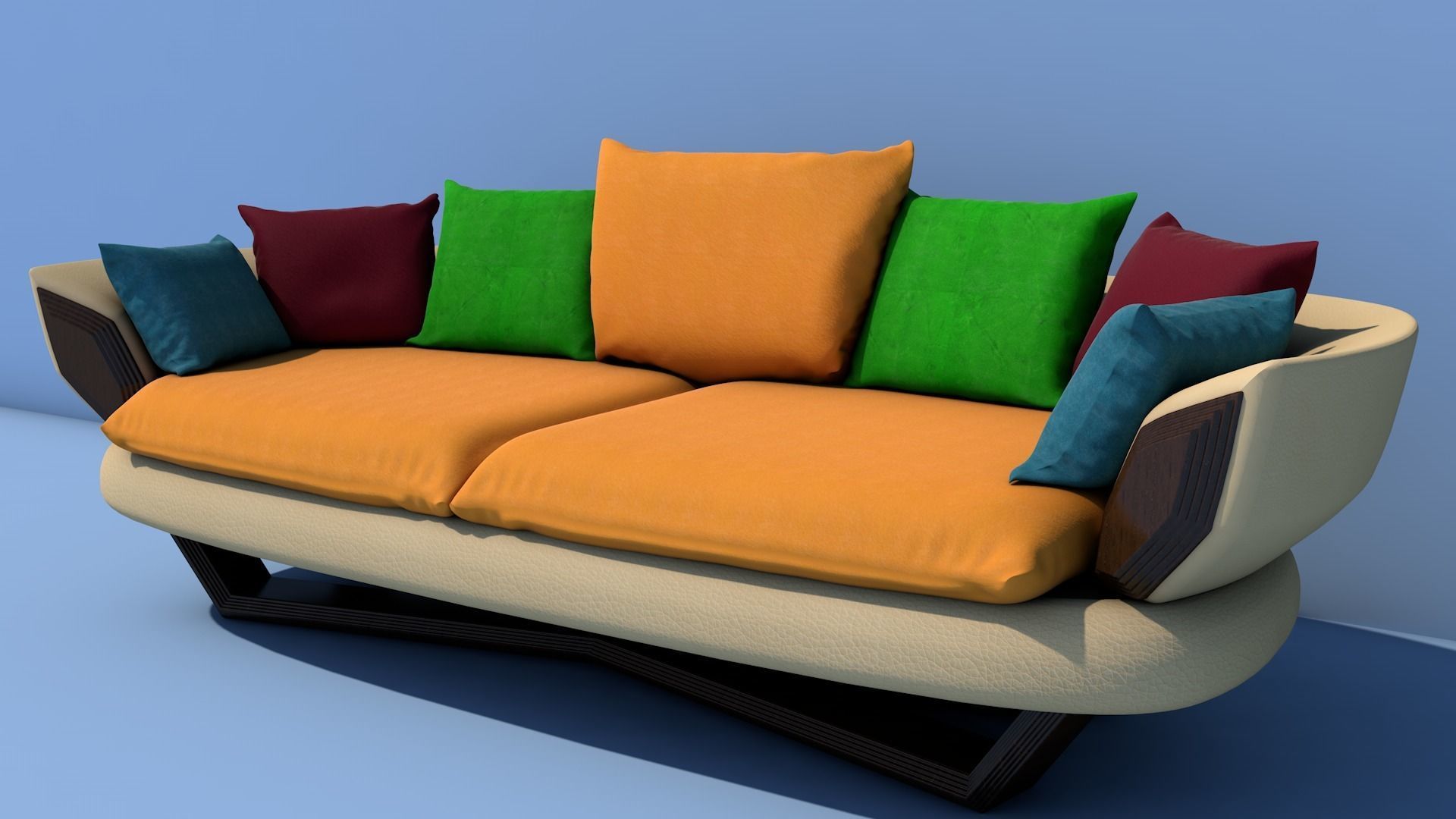 Semi-soft sofa and armchairs 3D model_2