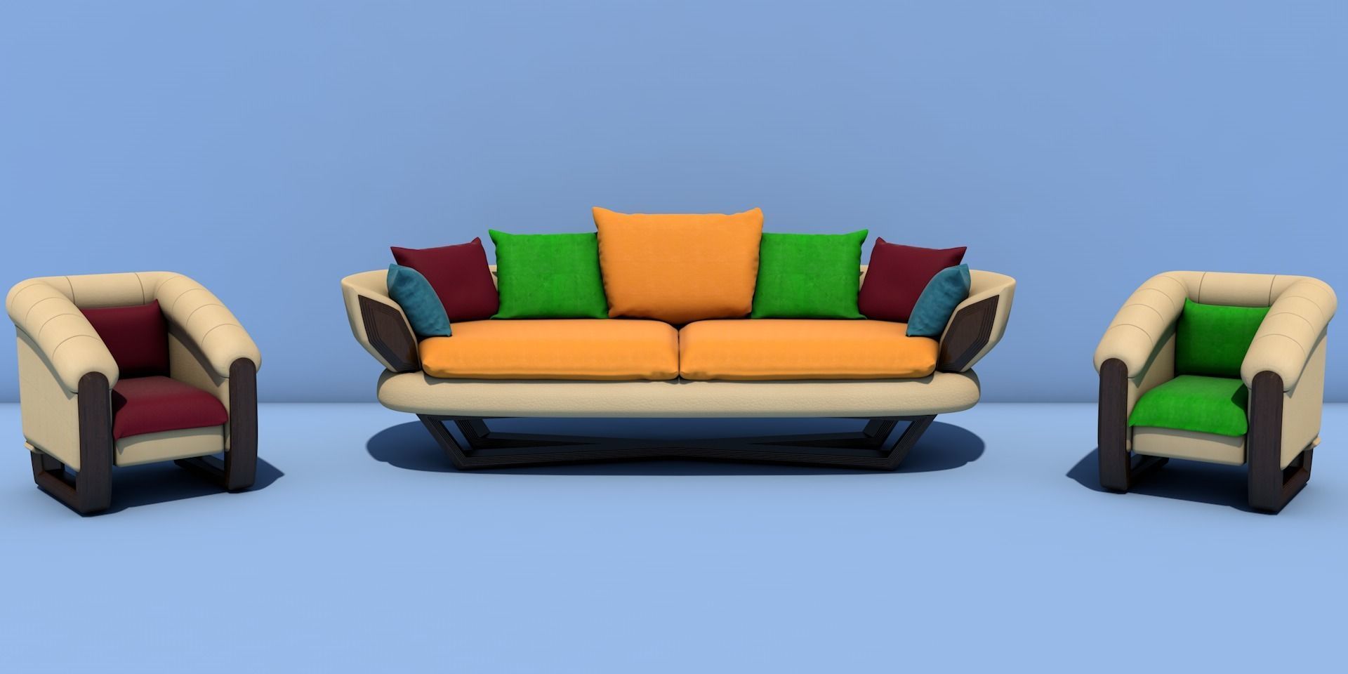 Semi-soft sofa and armchairs 3D model_5