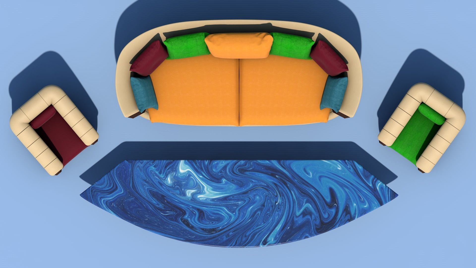 Semi-soft sofa and armchairs 3D model_8