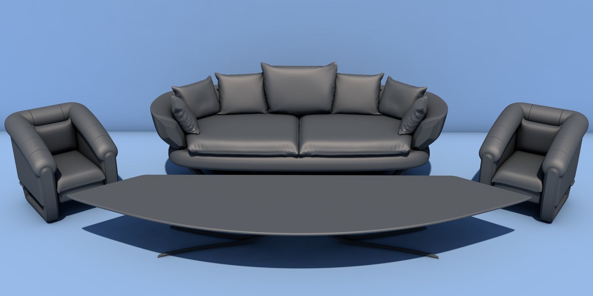Semi-soft sofa and armchairs 3D model_9