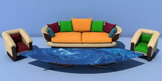 Semi-soft sofa and armchairs 3D model