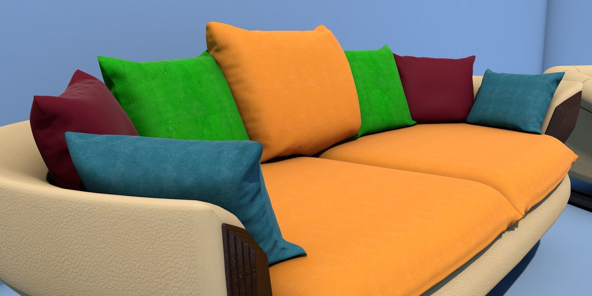 Semi-soft sofa and armchairs 3D model_7
