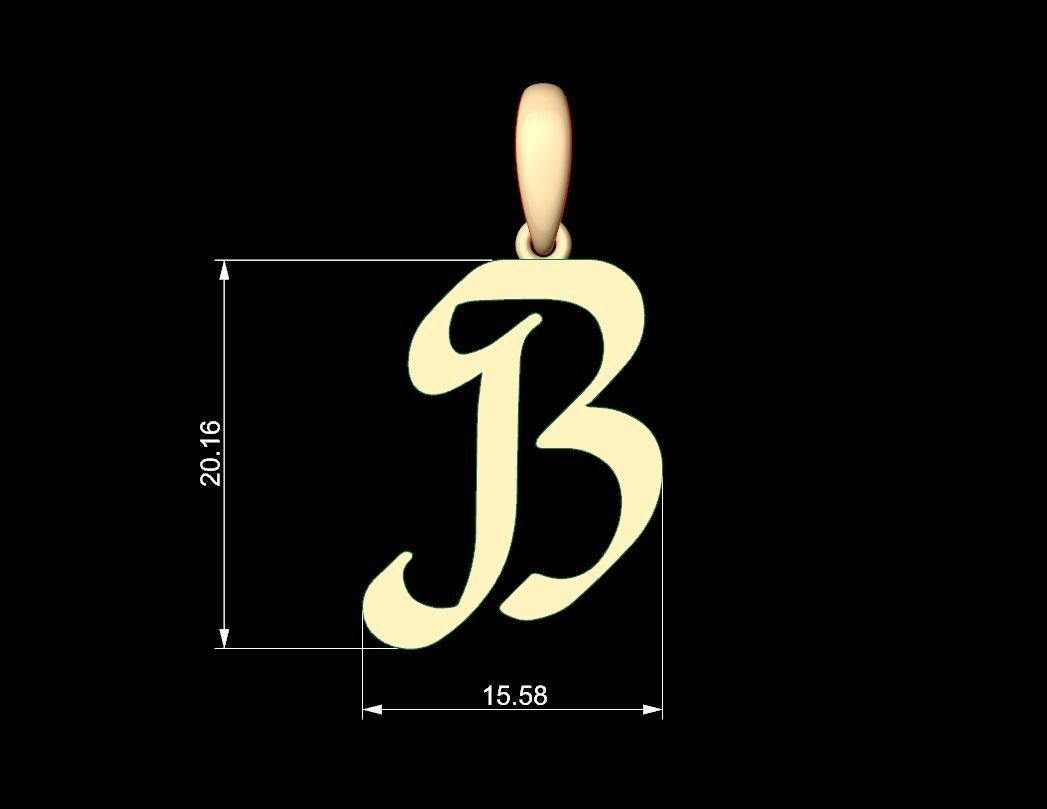 Initial Letters Pendant Reclaim Glory B 3D print model_5