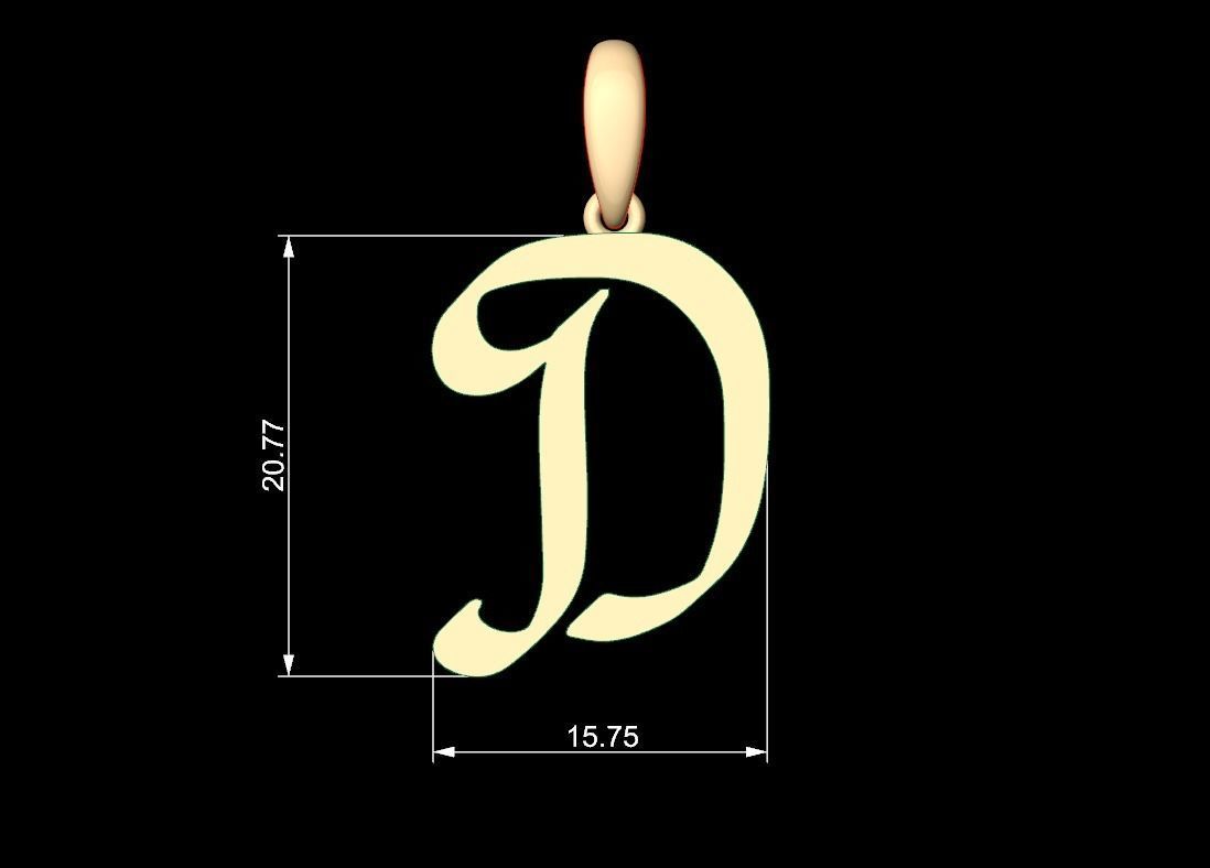Initial Letters Pendant Reclaim Glory D 3D print model_5