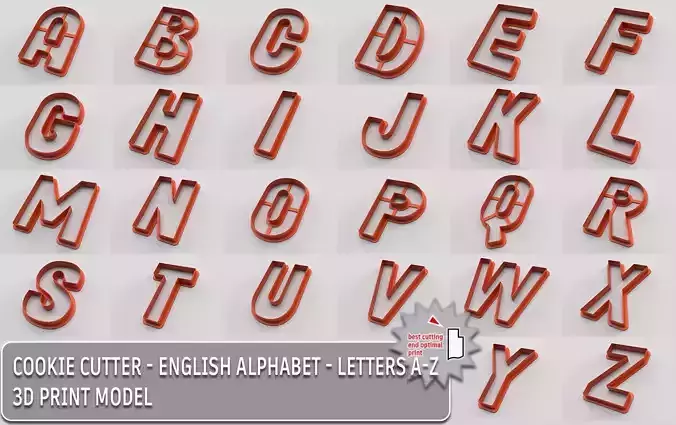 Cookie cutter - English alphabet - Letters A-Z 3D Model Collection
