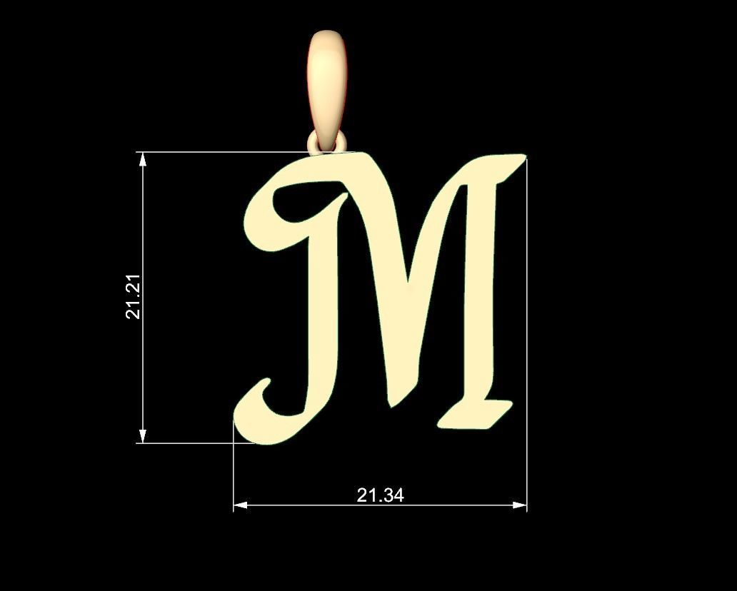 Initial Letters Pendant Reclaim Glory M 3D print model_4