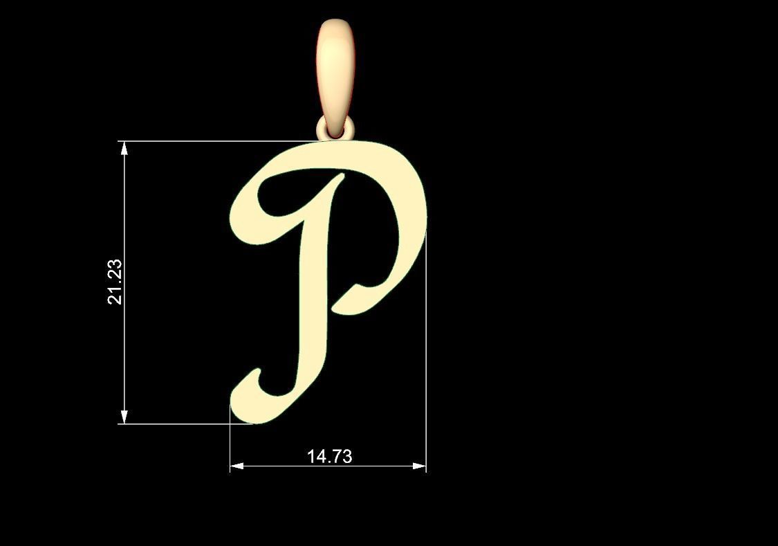Initial Letters Pendant Reclaim Glory P 3D print model_5
