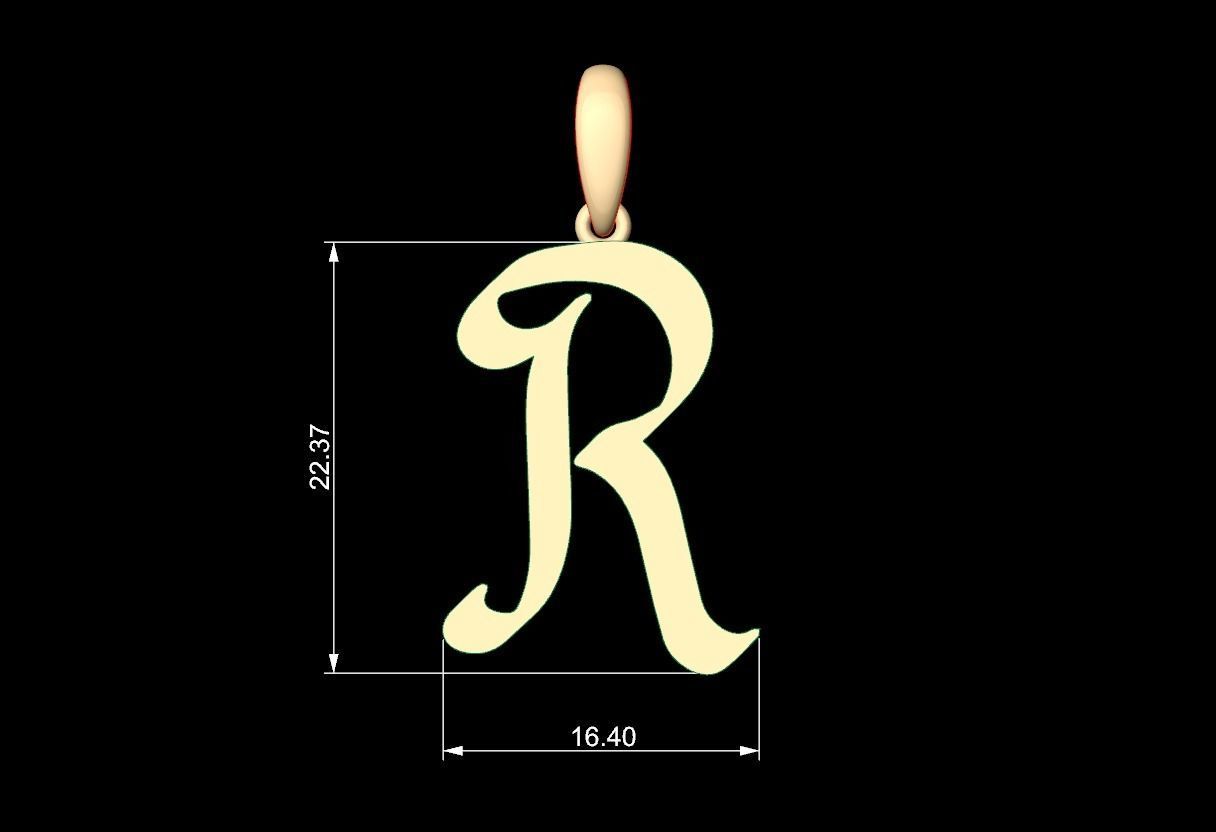 Initial Letters Pendant Reclaim Glory R 3D print model_4