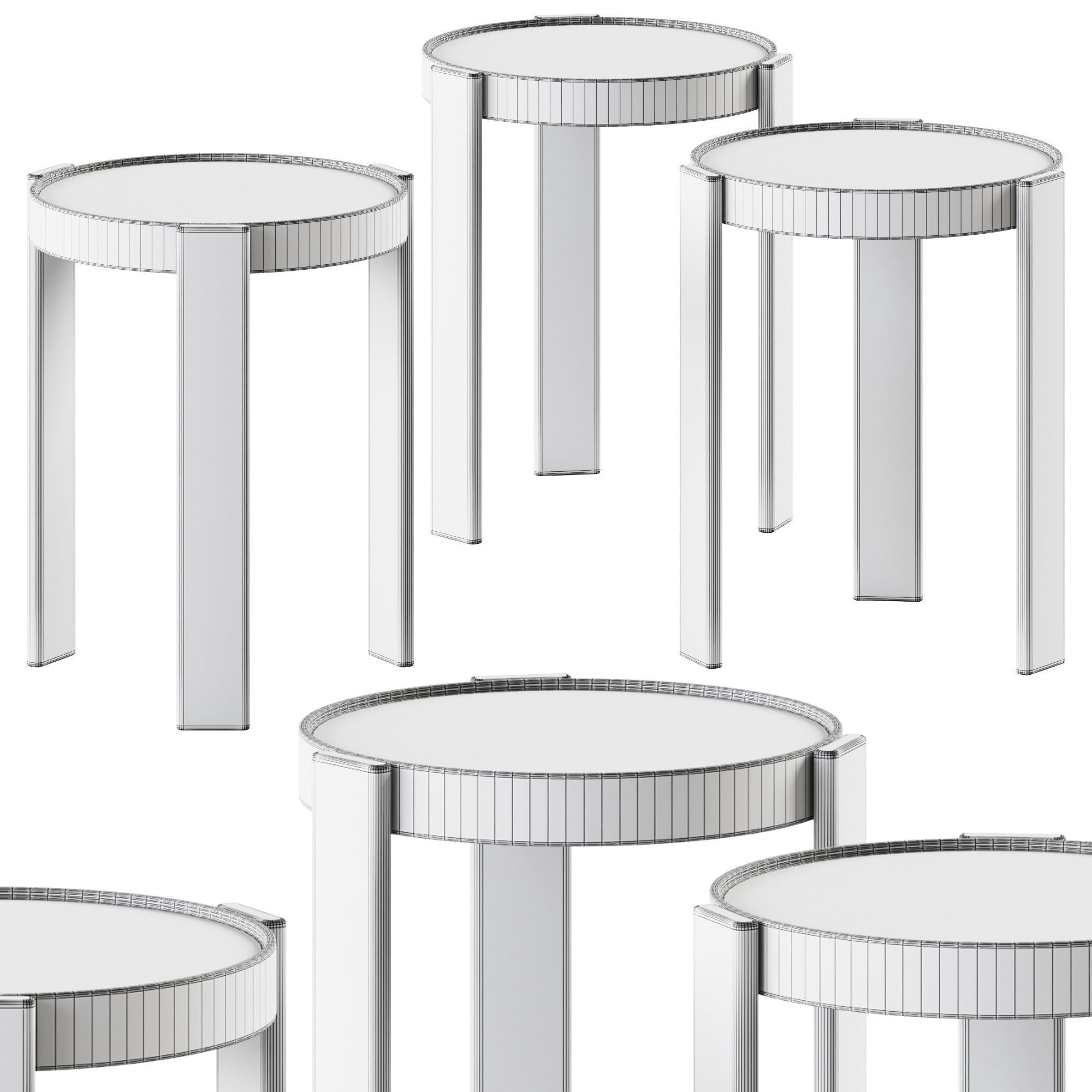 Wood Stacking Side Table West Elm 3D model_1